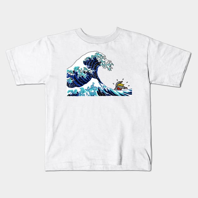 Blue Wave (After Hokusai) Kids T-Shirt by SignsOfResistance